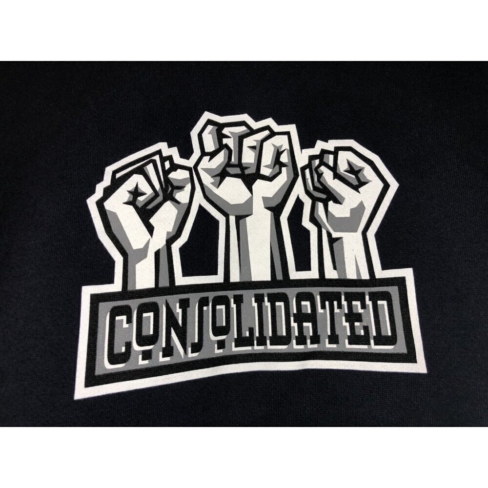 Vintage Consolidated Skateboard Hoodie Dark Navy Sz XL Three Fist Double Stitch - Picture 3 of 6